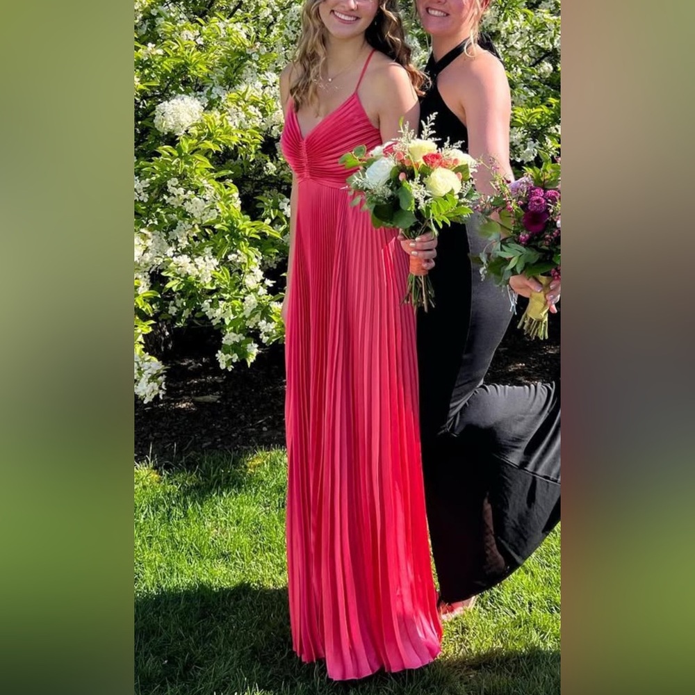 A.L.C. Aries Satin Pleated Dress in Hibiscus